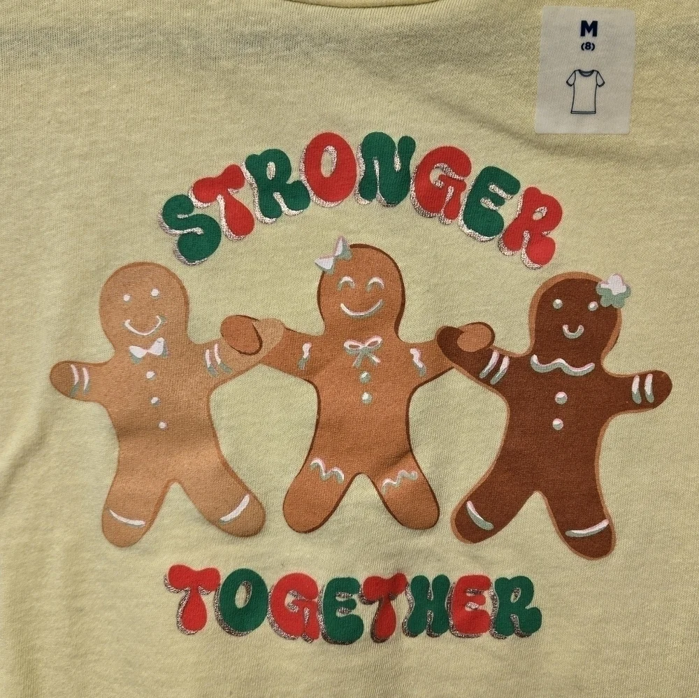 Old Navy Gingerbread Stronger Together T-shirt Yellow M (8)